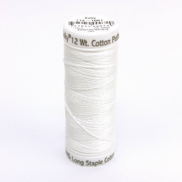 Sulky 12 Wt. Cotton Petites -Bright White - 50 yd. Spool
