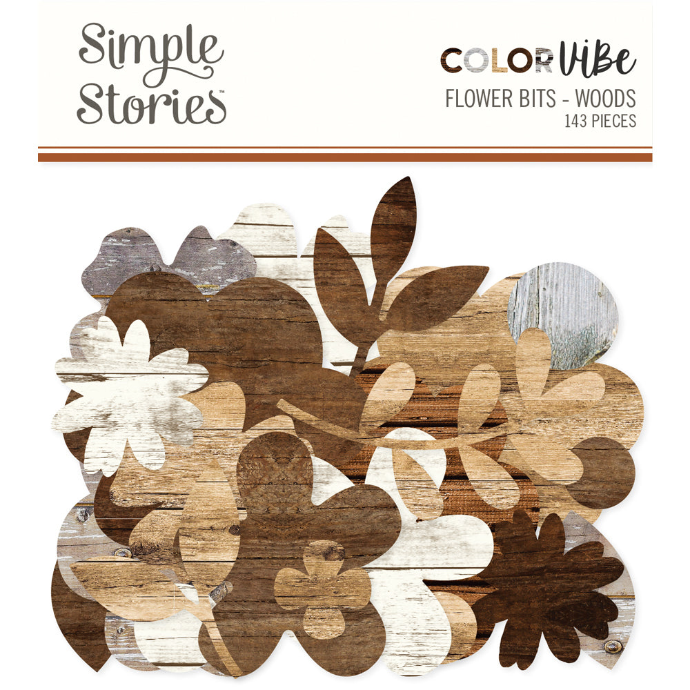 Simple Stories Color Vibe Flower Bits - Wood (143 pcs)