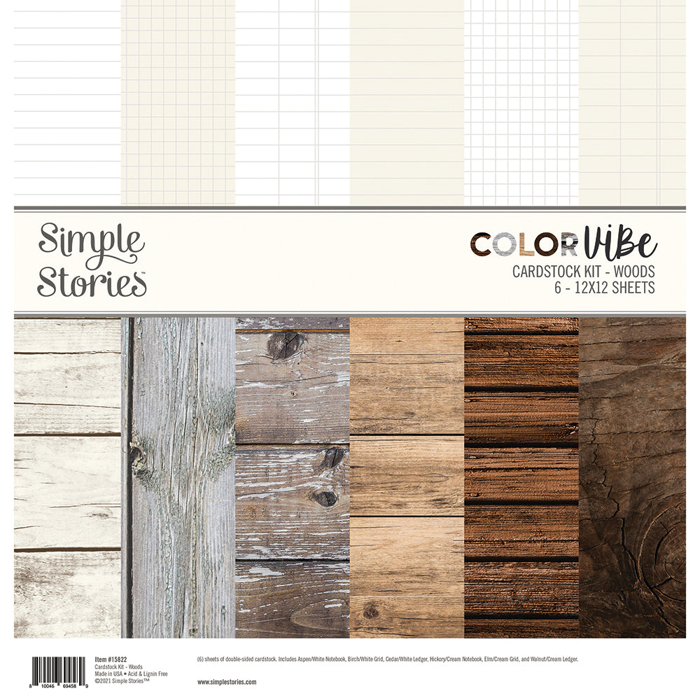 Simple Stories Color Vibe Woods 12x12 Cardstock Kit