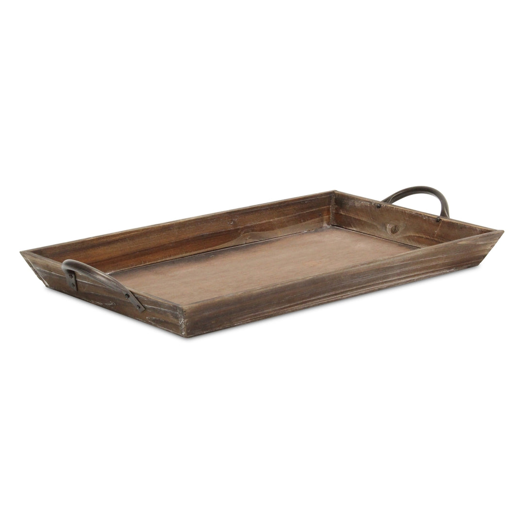 Magnolia Tapered Wood Tray & Metal Handles (sold as is)