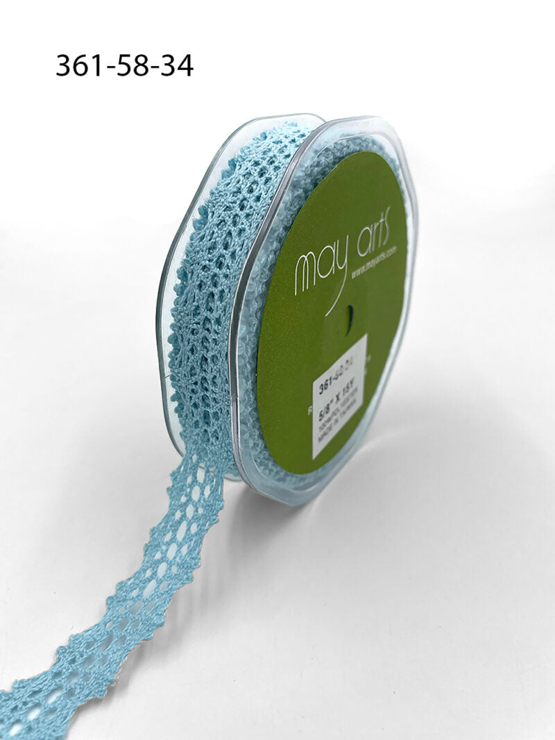 Ribbon by the Yard -  Light Blue Crochet Lace