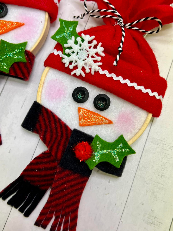 Red Snowman Hoop Ornament Kit