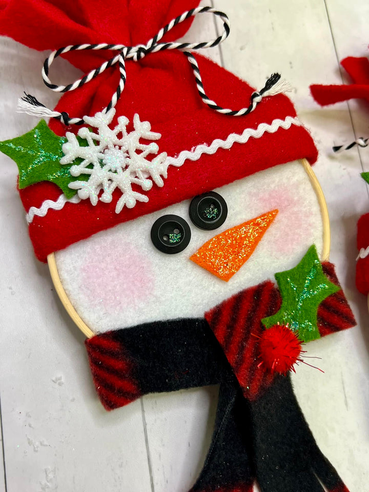 Red Snowman Hoop Ornament Kit