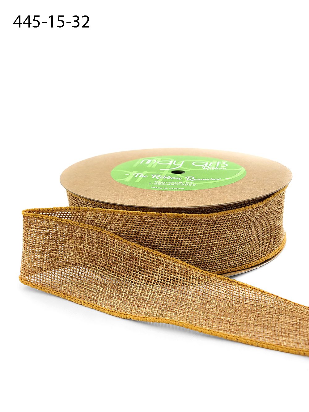 Ribbon by the Yard -Yellow Gold 1.5 Inch Faux Burlap Ribbon with Wired Woven Edge