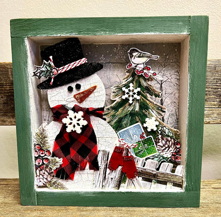 Winter Shadowbox Napkin Art DIY Decor Kit