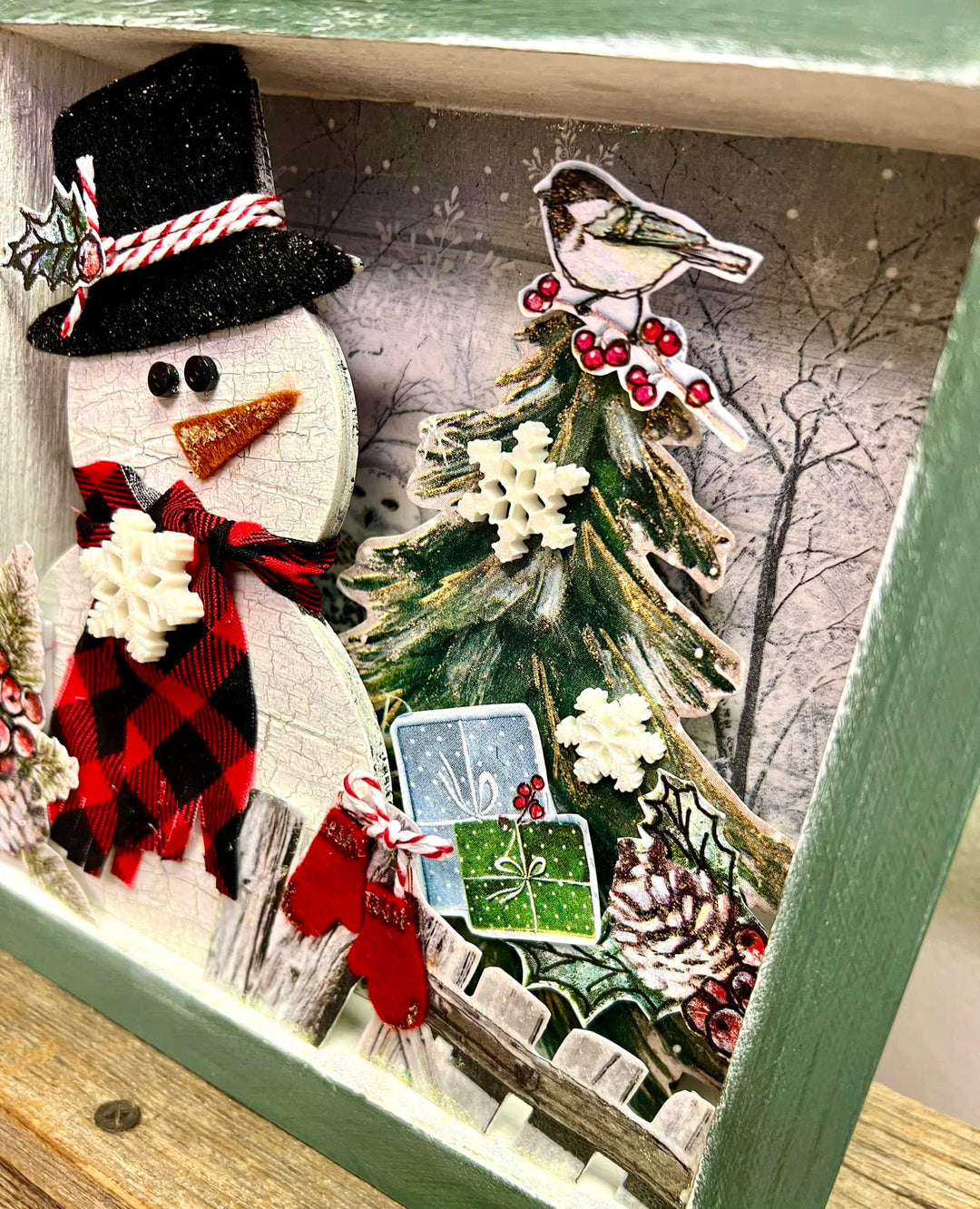 Winter Shadowbox Napkin Art DIY Decor Kit