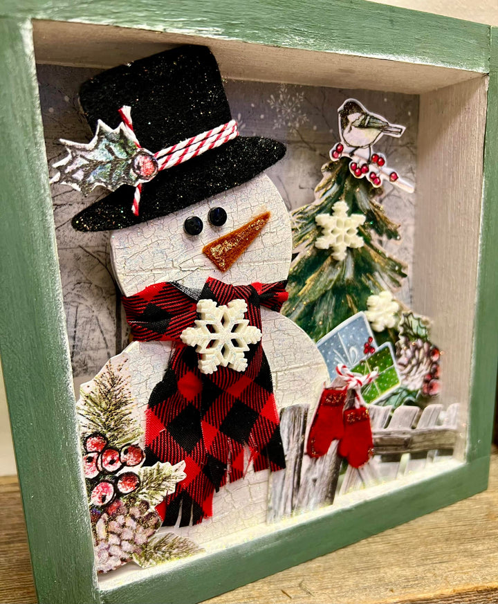 Winter Shadowbox Napkin Art DIY Decor Kit