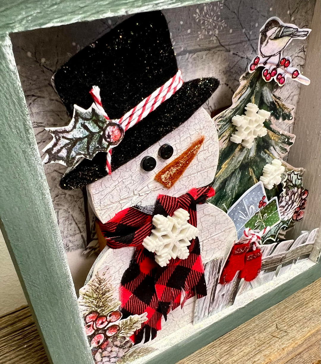 Winter Shadowbox Napkin Art DIY Decor Kit