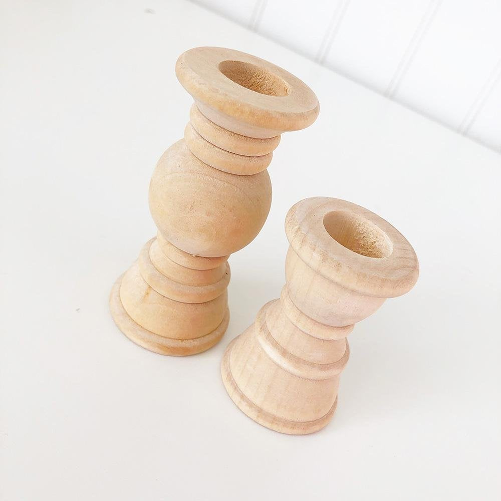 Mini Candlestick Wood Bases