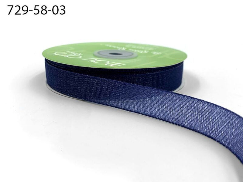 Ribbon by the Yard - Navy Semi-Sheer Shimmer Woven Ribbon