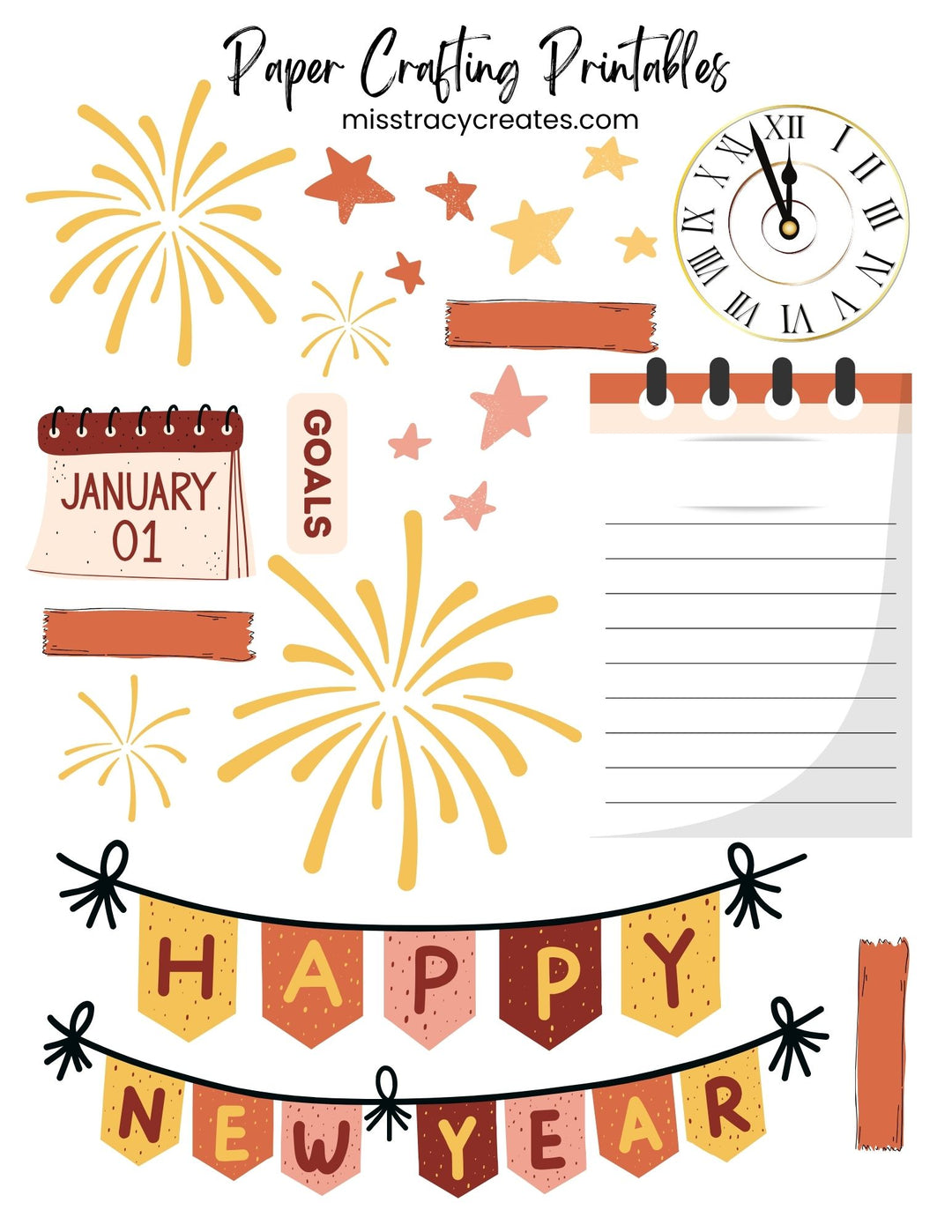 Happy New Year - Paper Crafting Printable