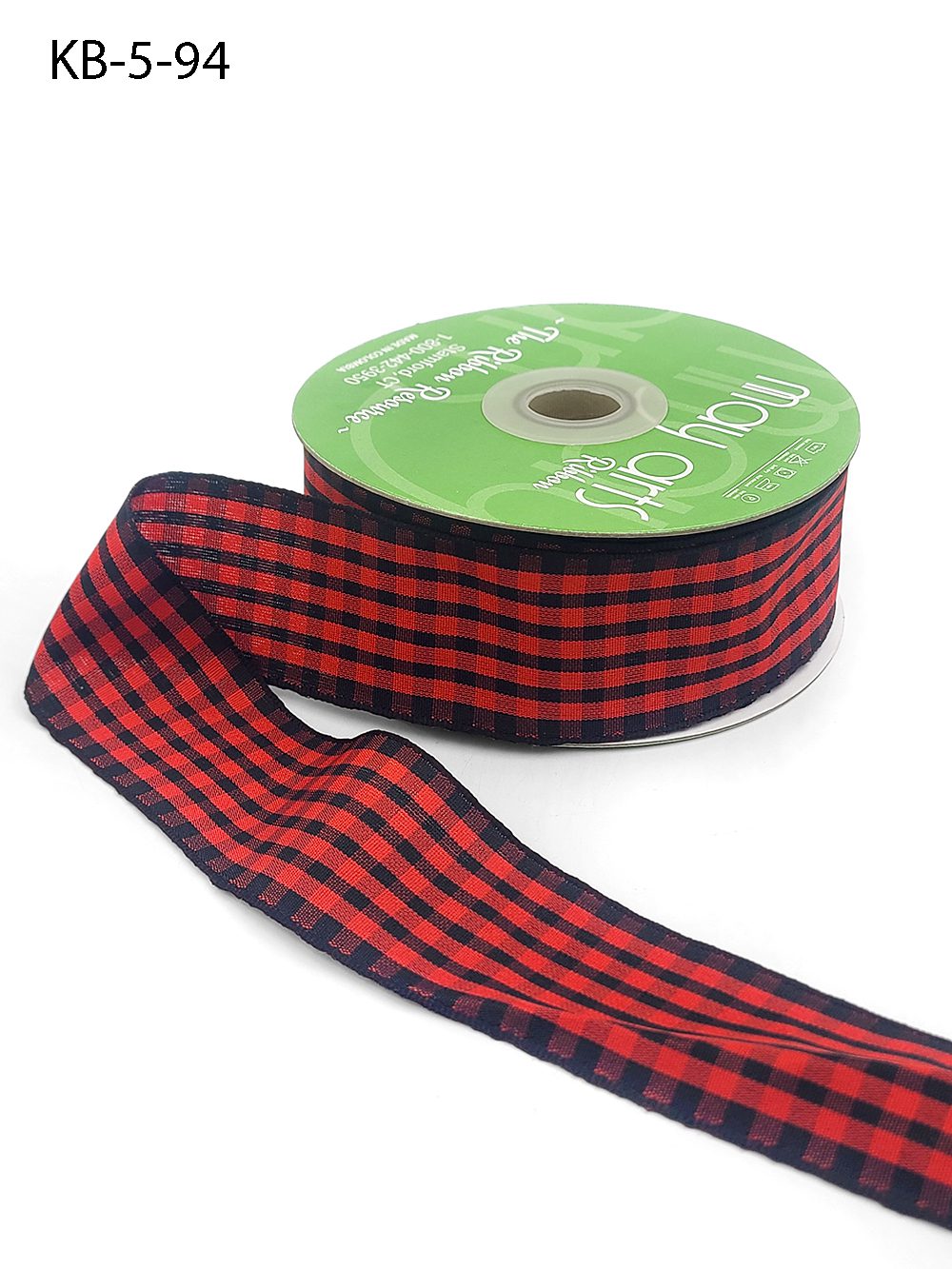 Ribbon by the Yard - Red & Black 1.5 Inch Checkered Ribbon with Woven Edge