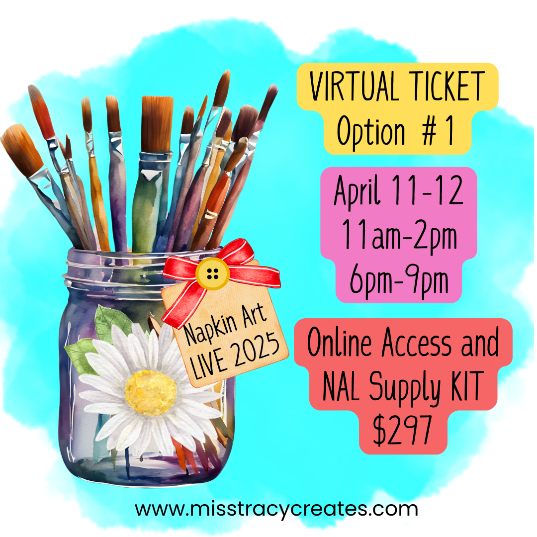 Napkin Art Live Virtual Ticket + Napkin Bundle and Supply Kit