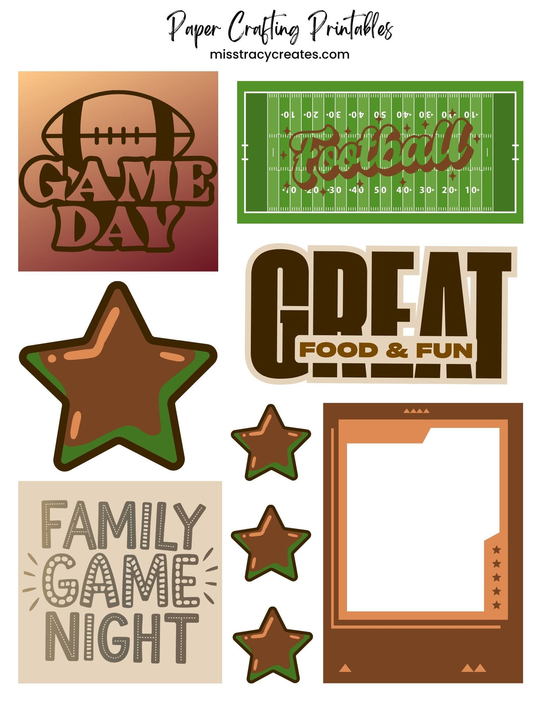 Game Day - Paper Crafting Printable