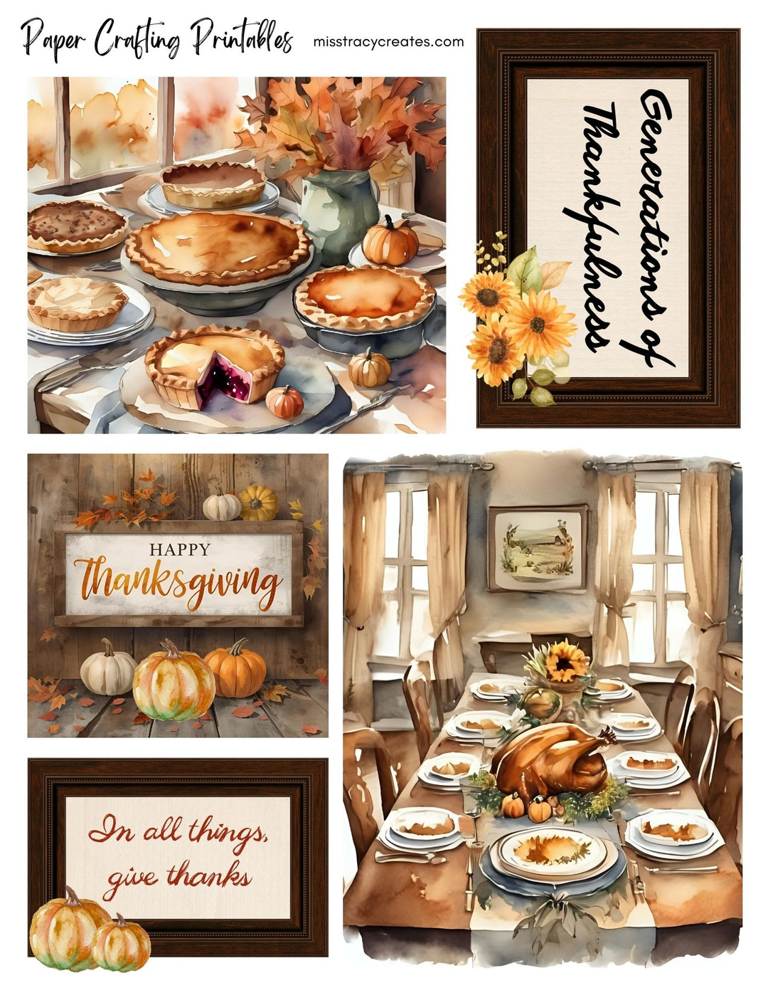 Generations of Thankfulness - Paper Crafting Printable
