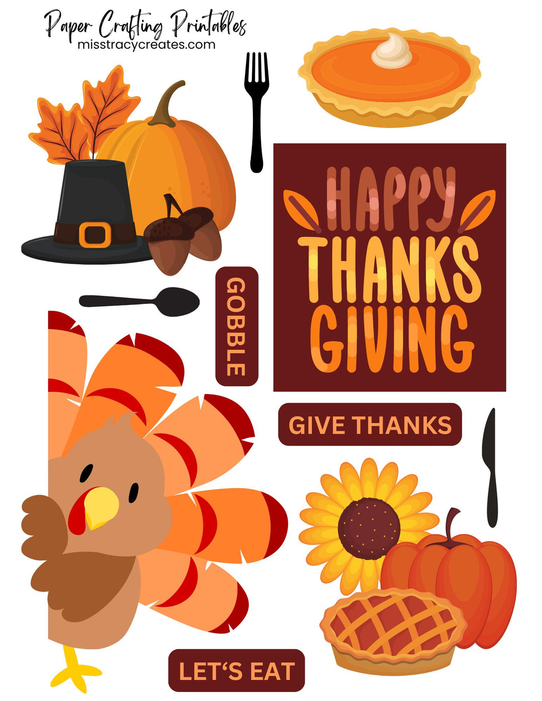 Happy Thanksgiving1 - Paper Crafting Printable