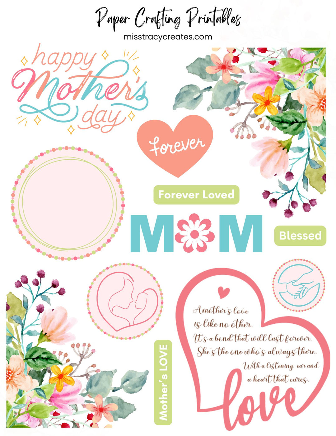 Mother's Love - Paper Crafting Printable