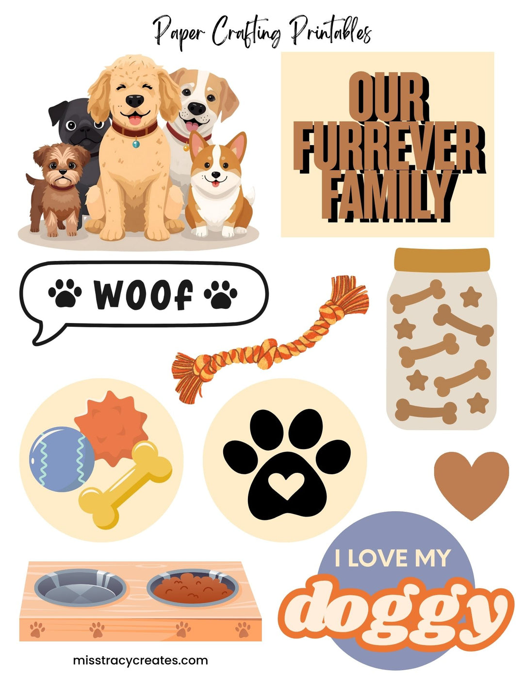 Our Furrever Family - Dogs - Paper Crafting Printable