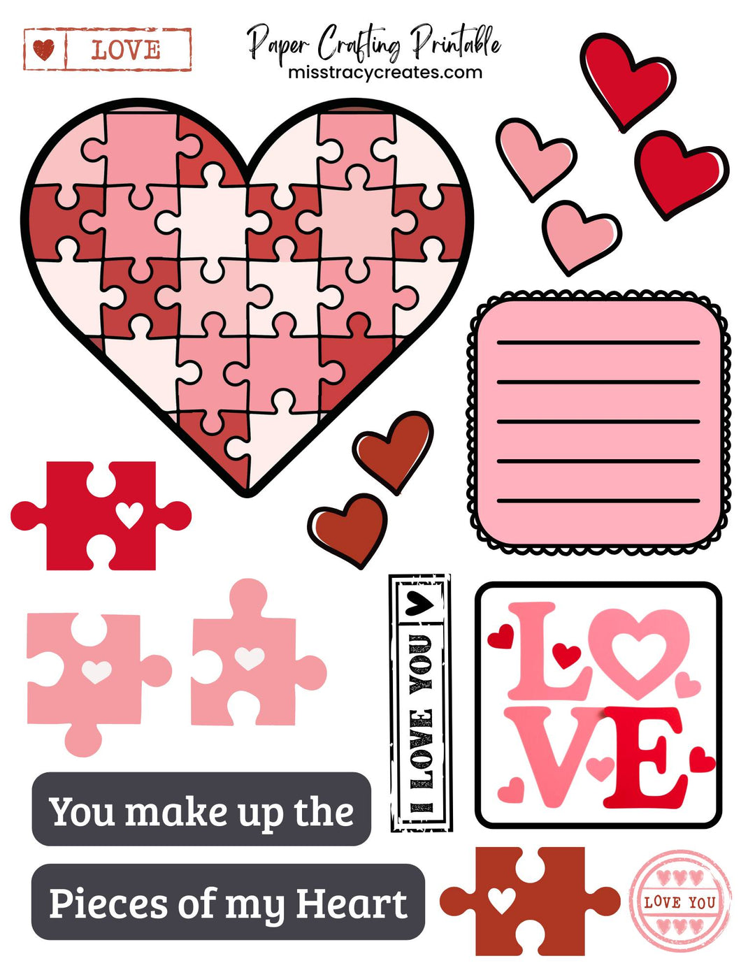 Pieces of my Heart - Paper Crafting Printable