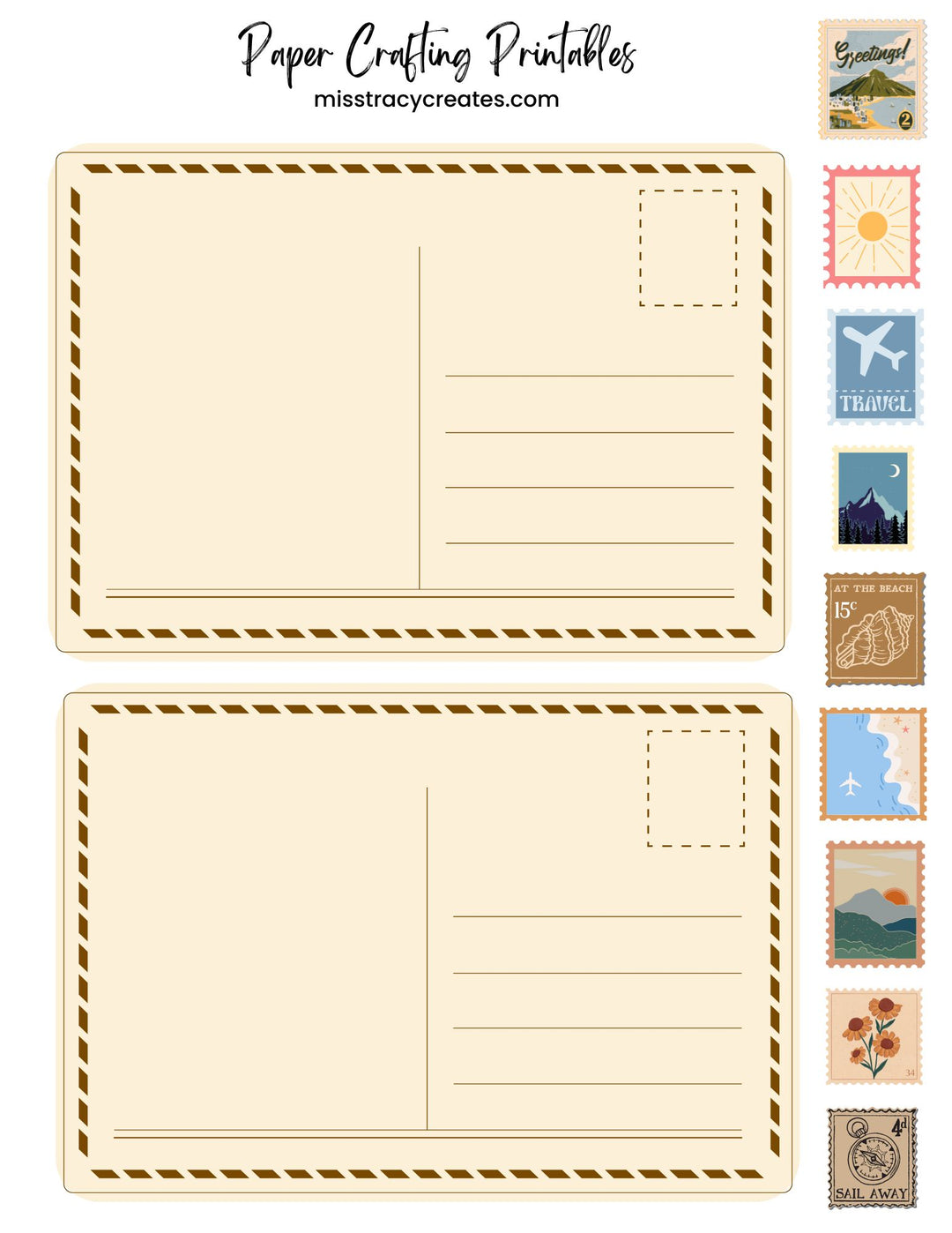 Postcards & Travel Stamps - Paper Crafting Printable