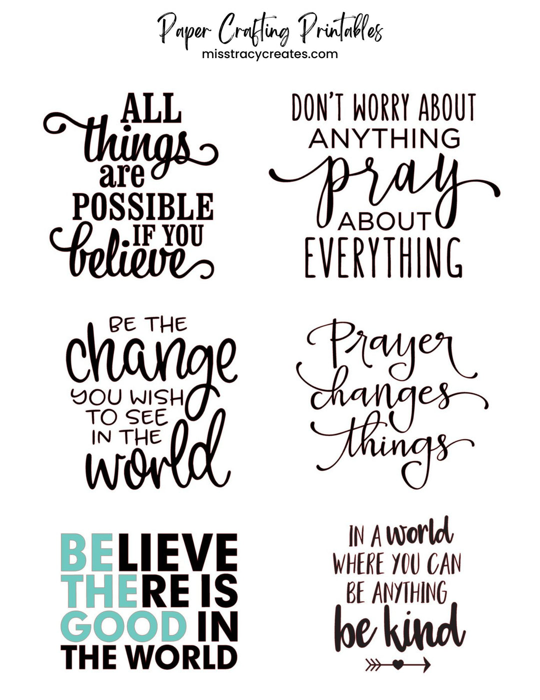 Sayings and Words - Faith3- Paper Crafting Printable – Miss Tracy Creates