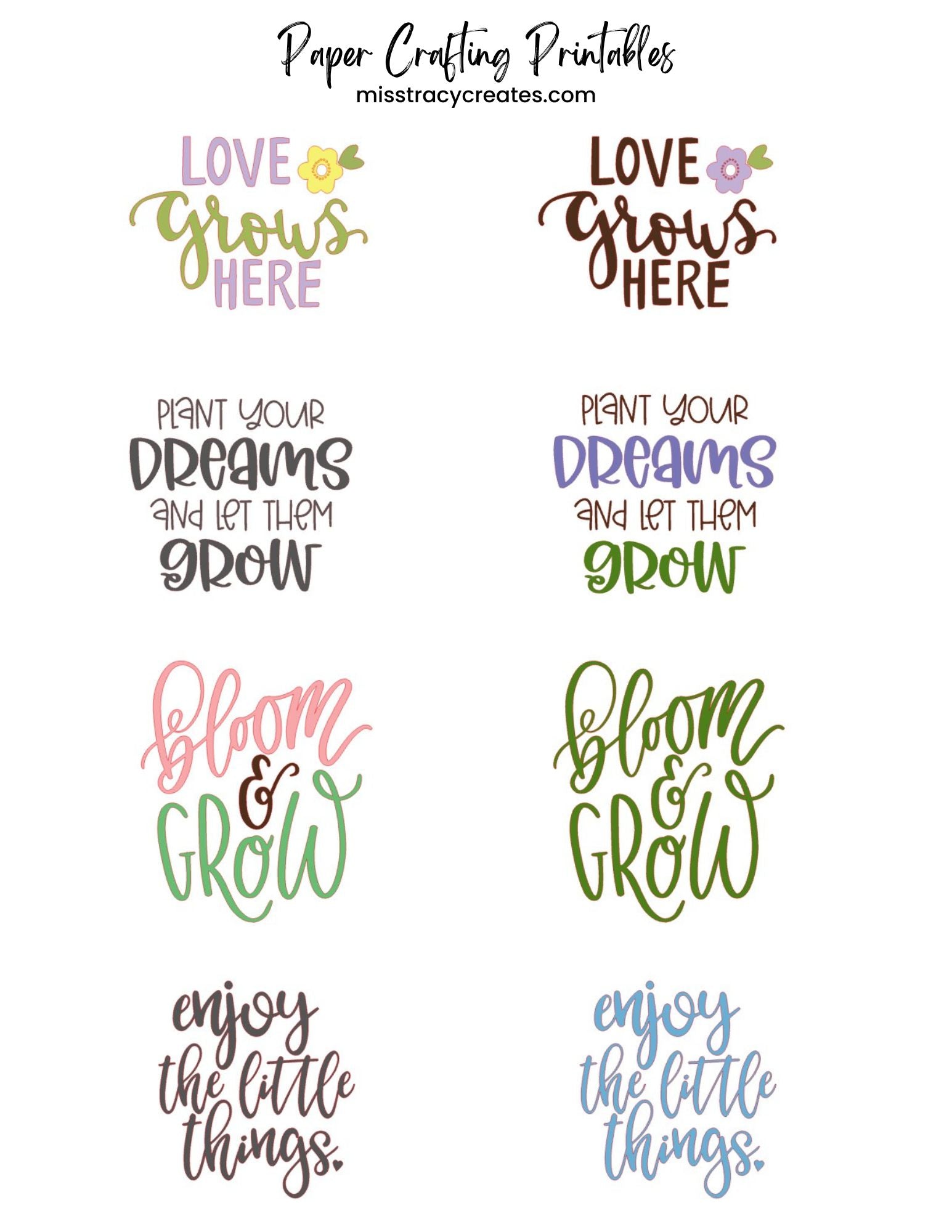 Sayings and Words - Spring3 - Paper Crafting Printable – Miss Tracy Creates