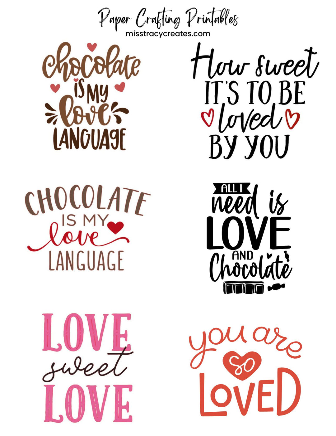 Sayings and Words - Valentine1- Paper Crafting Printable