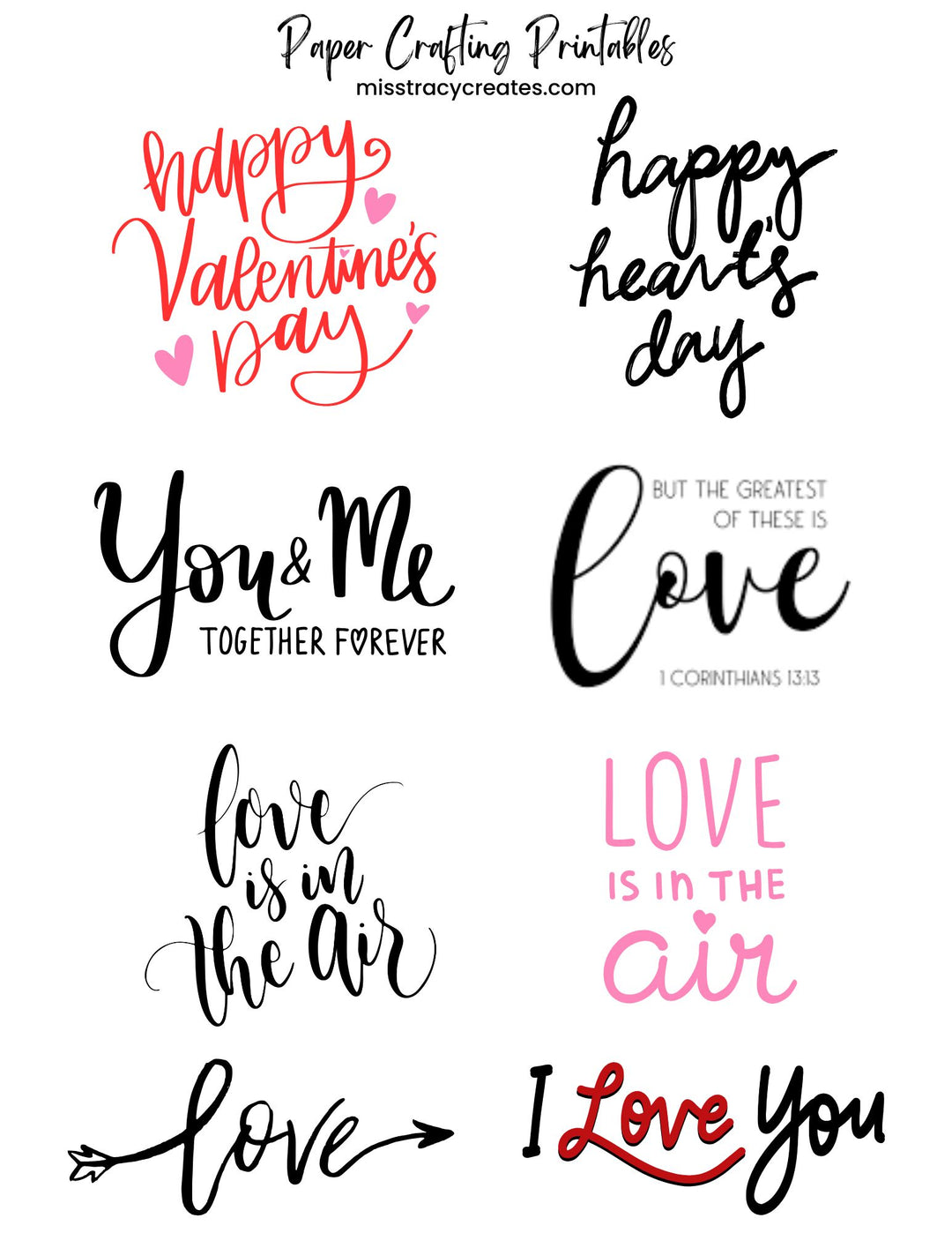 Sayings and Words - Valentine2- Paper Crafting Printable