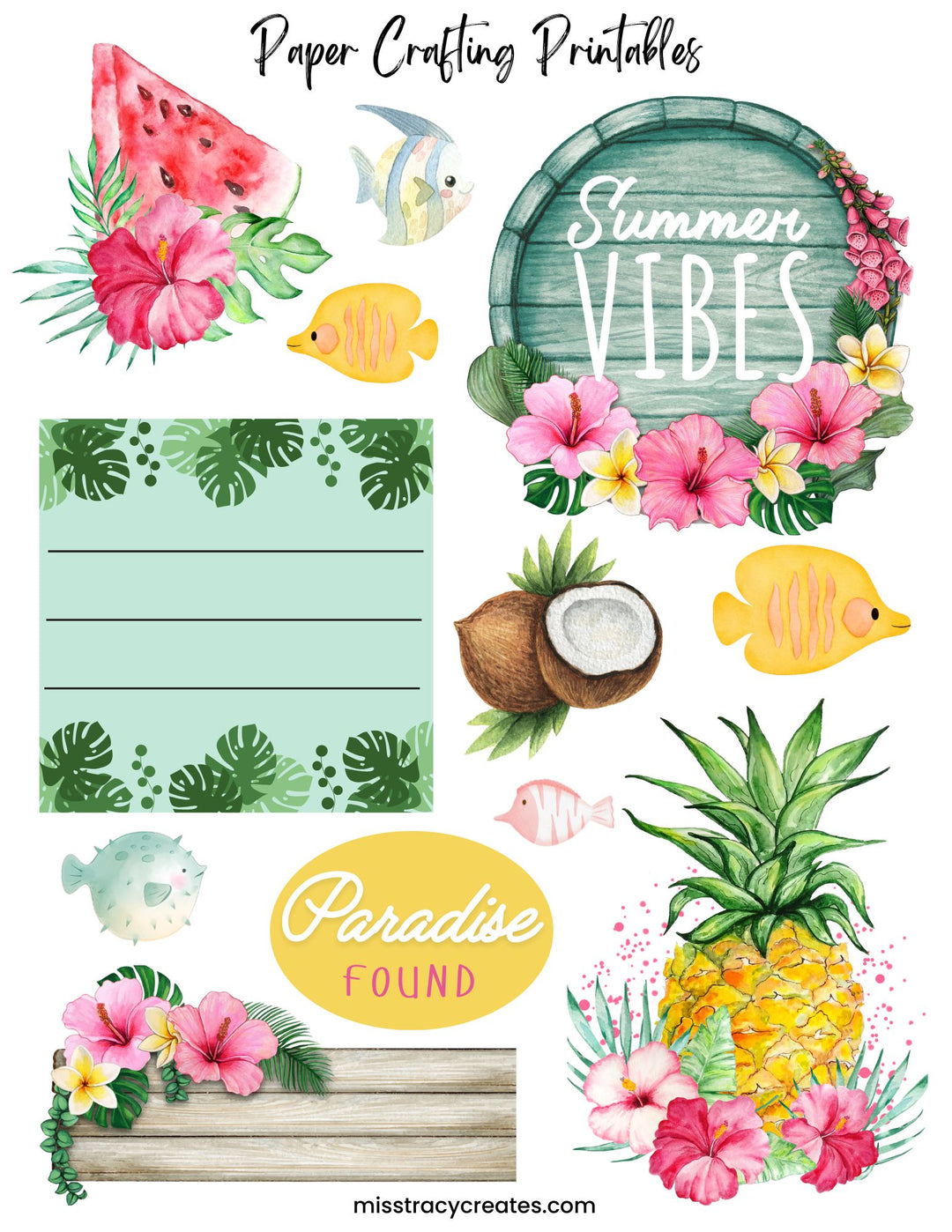Summer Vibes - Paper Crafting Printable