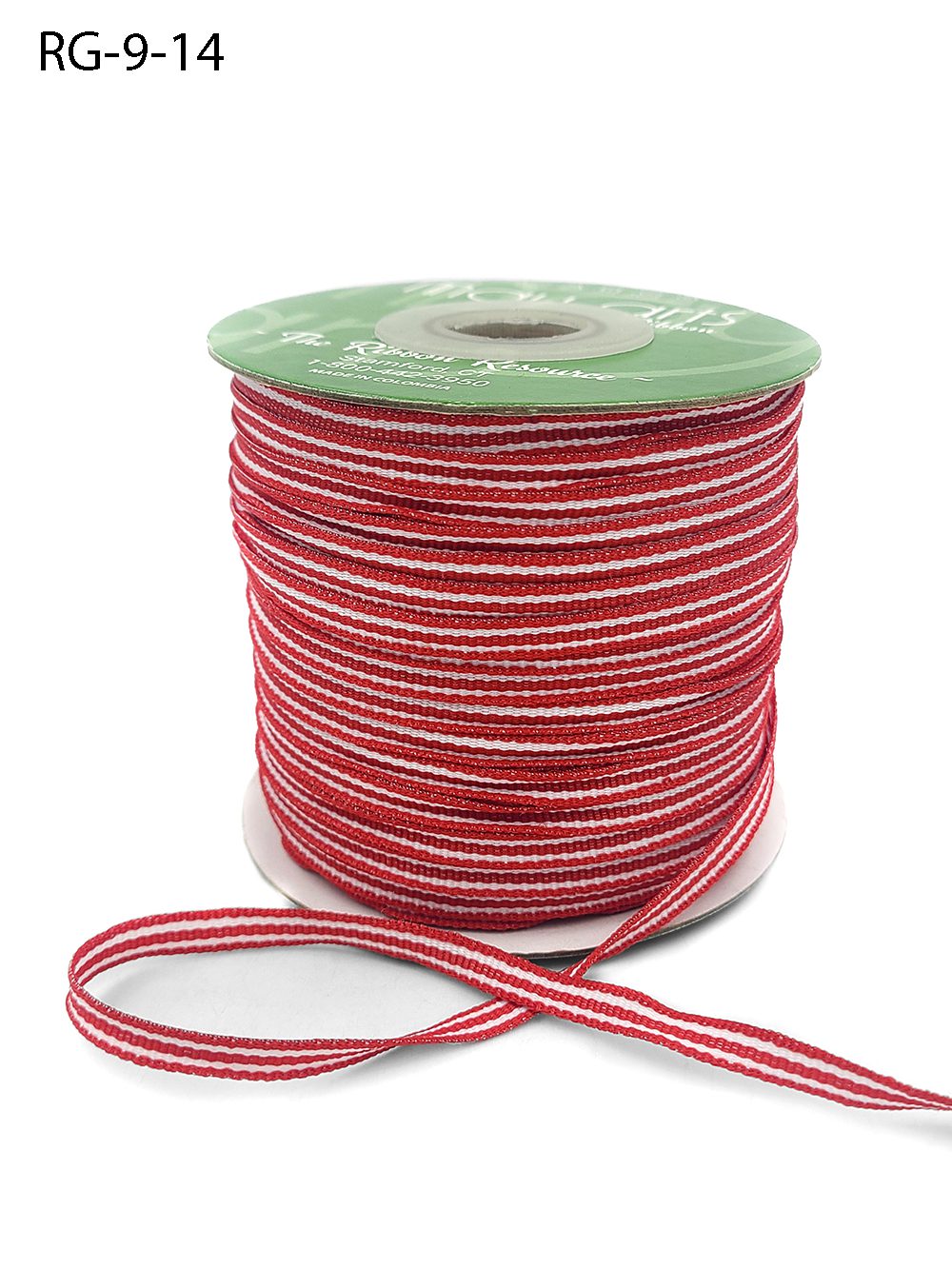 Ribbon by the Yard - Red/White Stripe Grosgrain Ribbon with Woven Edge