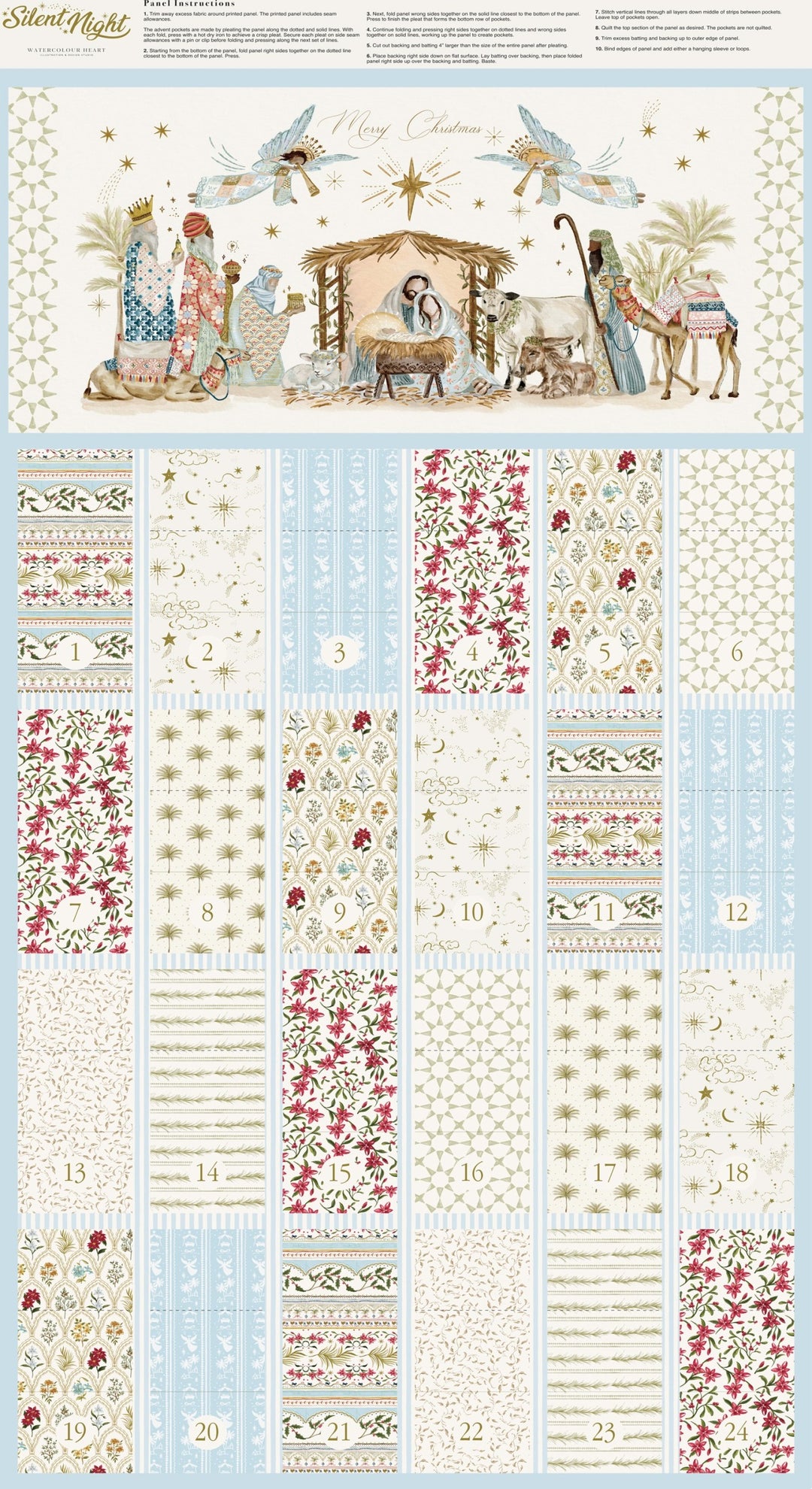 Silent Night Advent Fabric Panel