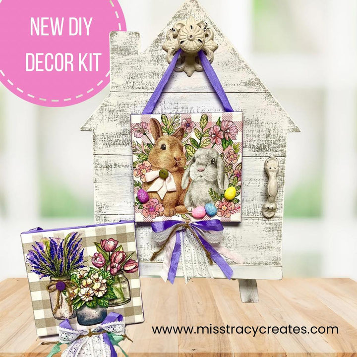 Welcome Home: Seasonal Canvas Display DIY Decor Kit  - Bunnies & Blossoms
