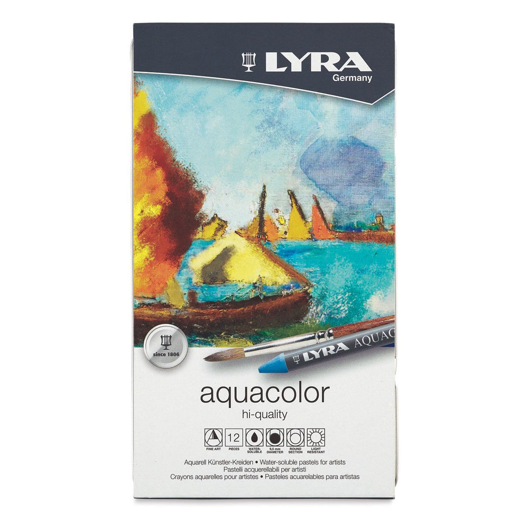 Lyra Aquacolor Crayon Set - Assorted Colors Water-Soluble Set of 12