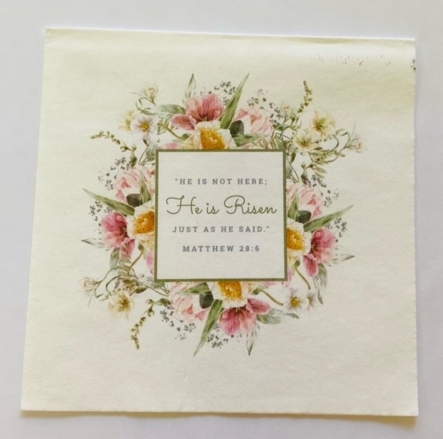 Exclusive Napkins for The Napkin Club Members - March 2023 Faith "He is Risen"